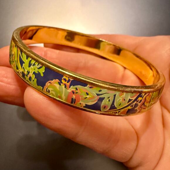 LILLY PULITZER Green Blue Pink Print Bangle Bracelet - Picture 1 of 7